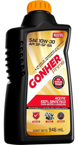 Aceite Motor 10w30 100% Sintetico Api Gonher 946ml