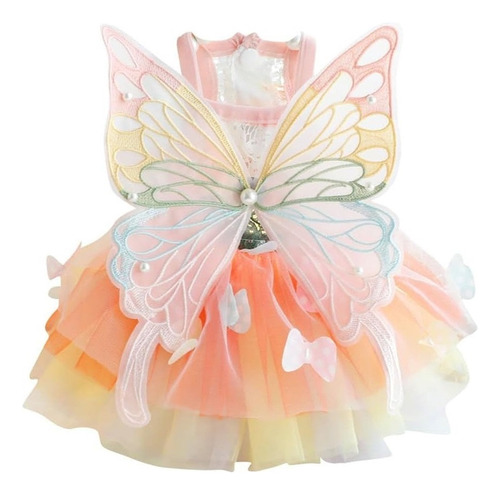 Vestido De Princesa Mariposa Del Arco Iris Para Perros,gatos