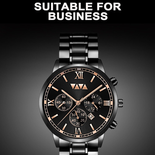 Reloj de cuarzo clásico con calendario comercial Va Va V y correa de color negro