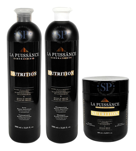 La Puissance Kit Nutrición Argán Shampoo + Acond. + Máscara