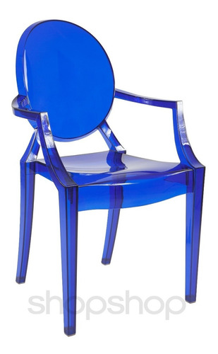 Cadeira Sofia Com Braços Em Policarbonato - Cor Azul Escuro