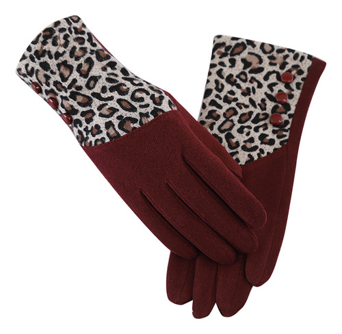 Guantes Modernos Con Estampado De Leopardo Y Pantalla Táctil