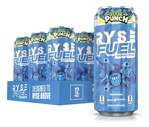 RYSE FUEL 12 PACK 16 ONZAS SOUR PUNCH SABOR BLUE RASPBERRY