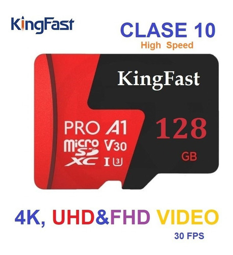 Memoria Micro Sd 128 Gb Pro U3, V30, 4k Uhd, Fhd Video C10