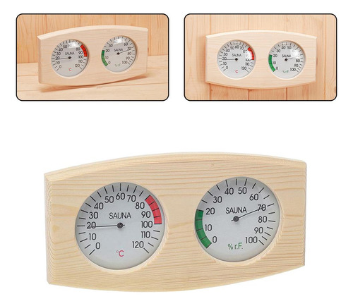 . 1x Termómetro De Sauna De Grano De Madera E Higrómetro