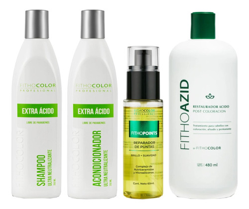 Fithocolor Kit Acido Shampoo+acondicionador+fithoazid+serum