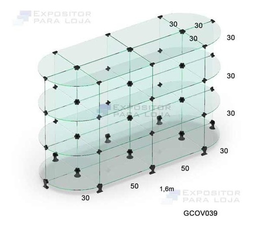Gondola Vitrine Vidro Modulado Expositor 160 X 90 X 60cm