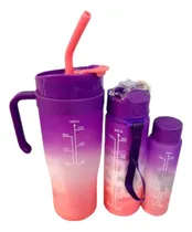 Comprar Set De 3 Botellas De Figuras 2d Morado Y+gift Miniagenda