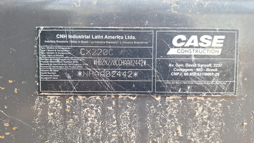 Escavadeira Hidraulica Case Cx220c 22t Ano 2017 Repasse