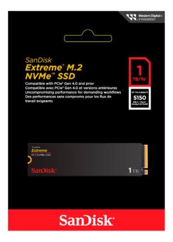 Disco Duro Ssd Interno Sandisk Extreme M.2 Nvme 1 Tb Gen 4.0 Negro