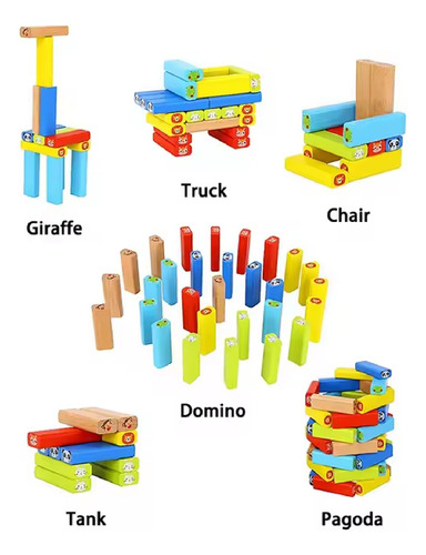 Juego Mesa Beech Torre Bloques Animales Apilable 51 Pcs -339