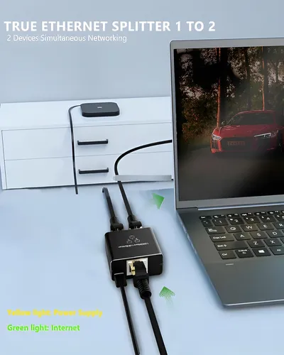 Adaptador Splitter Divisor Ethernet Rj45 Velocidad 1000mbps