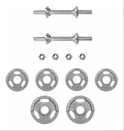 Pesas Y Discos 24 Lb Libras Par Mancuernas 12 Piezas