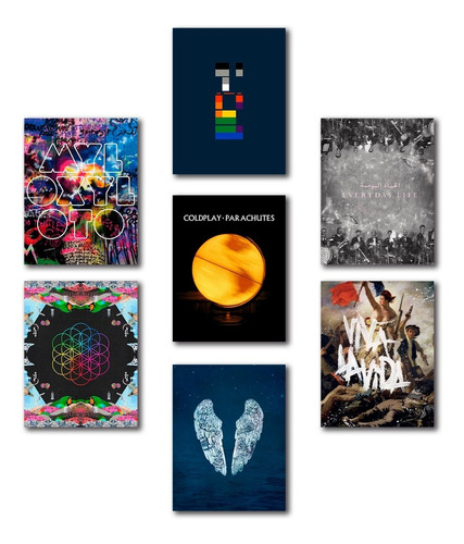 Cuadros Decorativos Coldplay Discografía Álbum 7 Piezas