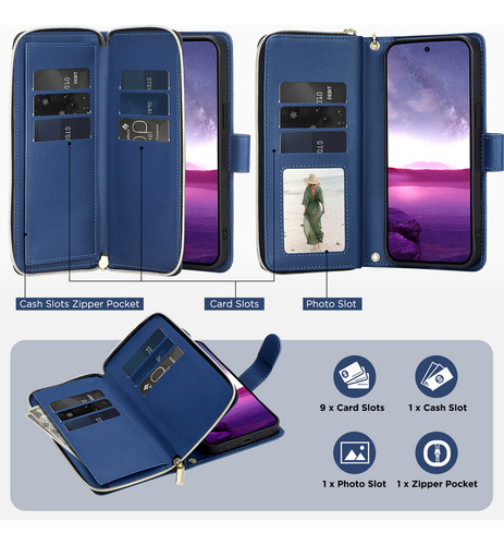 Funda De Piel Tipo Cartera Para Samsung Galaxy S22 Ultra S22 Plus