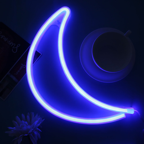 Luz De Neón En Forma De Luna Para Decoración Del Hogar Y Fie