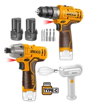 Comprar Combo 3 Herramientas Inalámbricas 12V Taladro Atornillador de Impacto Batidora 2 Baterías 1.5AH Ingco COSLI240205