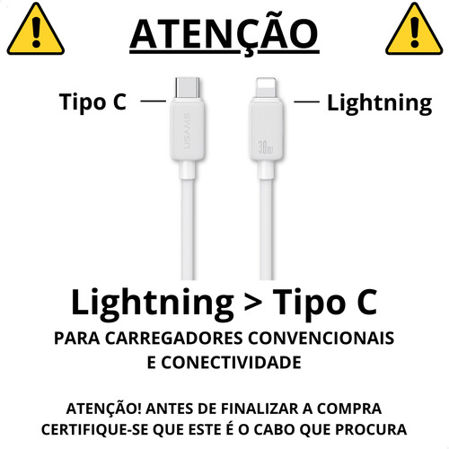 Cabo Carregador Turbo Usb C 30w P/ iPhone 13 Plus Pro Max