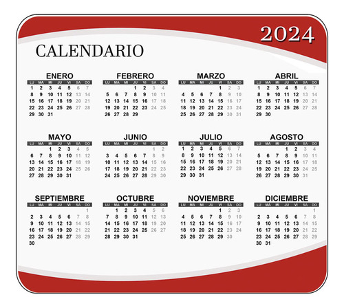 Mouse Pad Calendario 2024 Agenda Almanaque Oficina 1434 