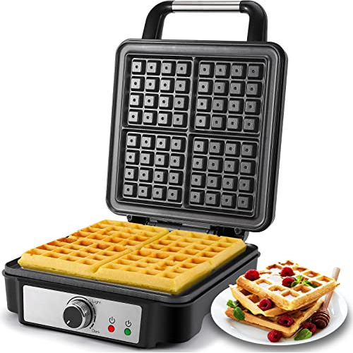 Monxook Belgian Waffle Maker, 4-slice Non-stick Square Waffl