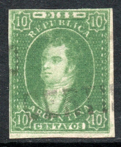 Argentina Sello Sin Dentar Rivadavia X 10 Centavos Año 1864+