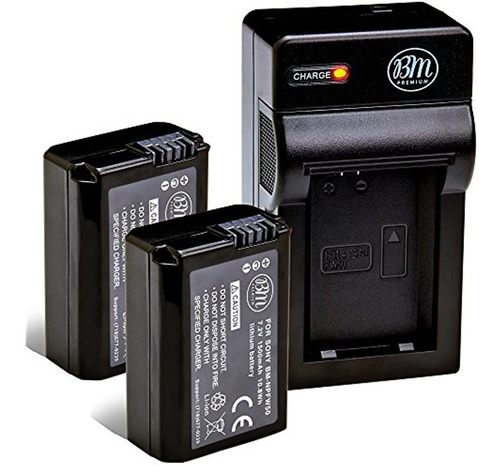 Bm Premium Paquete De 2 Baterias Np-fw50 - Cargador Para Son