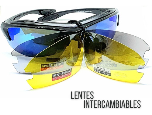 Imagen 2 de 10 de Anteojos Lentes Ciclismo Deportivos Intercambiables Nocturno