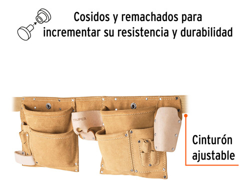 Porta Herramientas Cinturon 13 Compartimentos Uso Rudo 11537