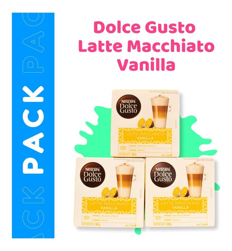 Lattemacch. Vainilla Cápsulas Dolce Gusto, Cartón 3 Cajitas.