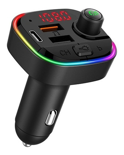 Transmisor Fm Bluetooth Auto Rgb Llamadas Usb Carga Rapida