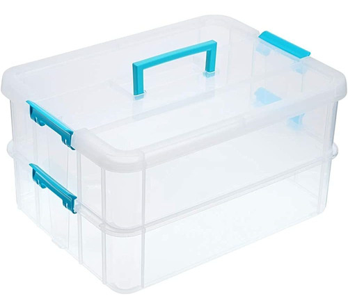 Juxyes 2-tiers Stack Carry Storage Box Con Asa, Contenedor D