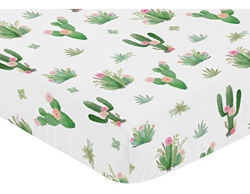 Pink Green Boho Watercolor Baby O Toddler Fitted Crib Sheet