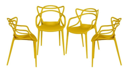 Cadeira de jantar BoxBit Solna, estrutura de cor  amarelo, 4 unidades