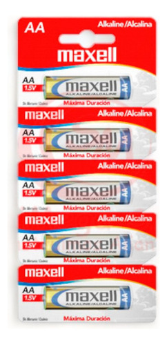 Baterias Alcalinas Maxell Cinco Unidades Aa Lr06 5ts 5pk
