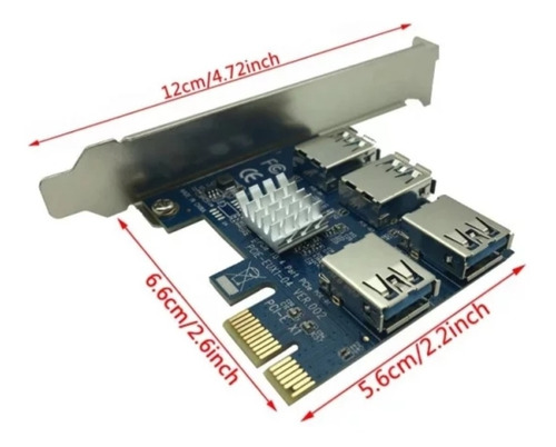 Imagen 4 de 7 de Convertidor Pci Express 1x Para 4 Gpu Usb 3.0 Riser Mineria