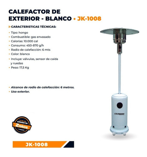 Calefactor Estufa Exterior Patio A Gas Tipo Hongo Ruedas