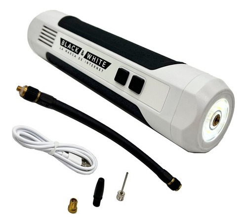 Compresor Aire Inflador Digital Con Linterna Black & White C Color Blanco y negro