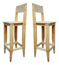 Comprar Combo 2 Banco Silla Bar Respaldo Madera Maciza Alta Sajo Acabado de la estructura Mate Color Natural