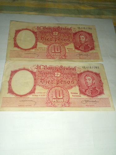 Billetes De 10 Pesos Argentinosbottero Serie E