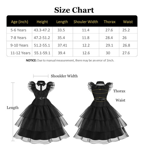 Isswya Disfraz Negro Para Niñas, Vestido Para Niños, Disfrac
