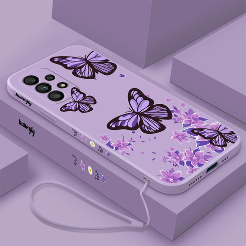 Carcasa De Silicona Diseño De Mariposa Para Samsung + Correa