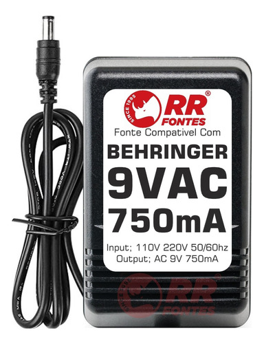 Fonte Ac 9v Behringer Miniamp Amp800 Ultra-compact Equalizad