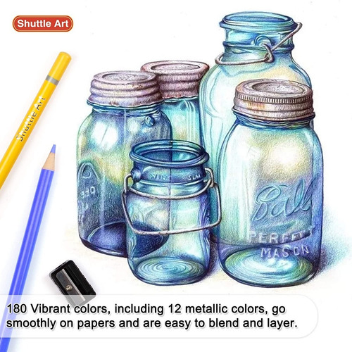 Imagen 6 de 8 de 180 Lapices De Color Shuttle Art Soft Core Set + Sacapuntas