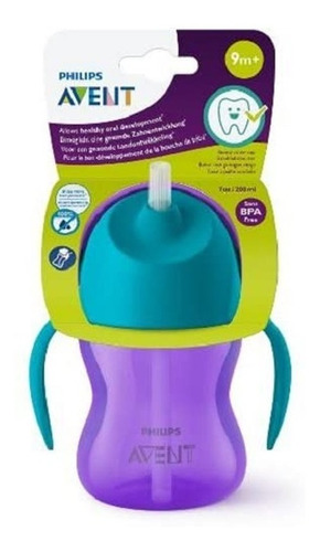 Imagen 4 de 4 de Vaso / Vasito Antiderrame Avent Con Sorbete 9m+ 200ml