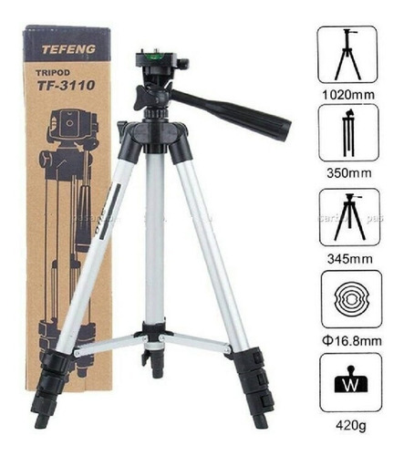 Imagen 1 de 4 de Tripode Profesional Aluminio Cámara Celular + Bolso + 1,10mt