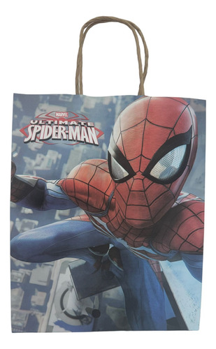 Pack 12 Bolsas De Papel De Cumpleaños Spiderman 32*22