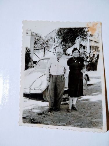 Foto 1944 Pareja Abuelos Con Auto Beetle Wolkswagen  