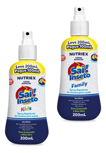 Kit 2uni Repelente Loção Sai Inseto Family & Kids 4h 200ml