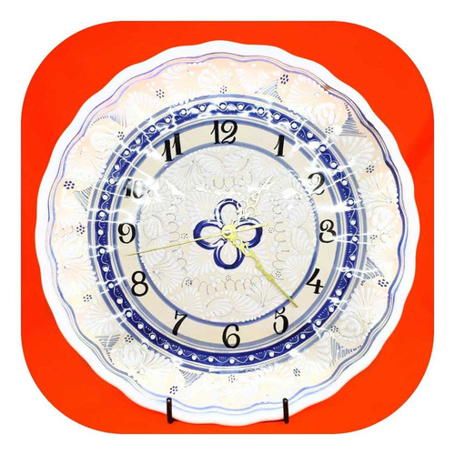 Imagen 1 de 2 de Reloj Blanco Fino 35 Cm De Talavera Poblana Rj Bl