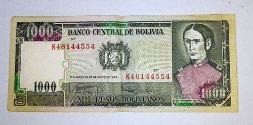 Billete De Bolivia 1000 Pesos Bolivianos 1982 Vf+ P167